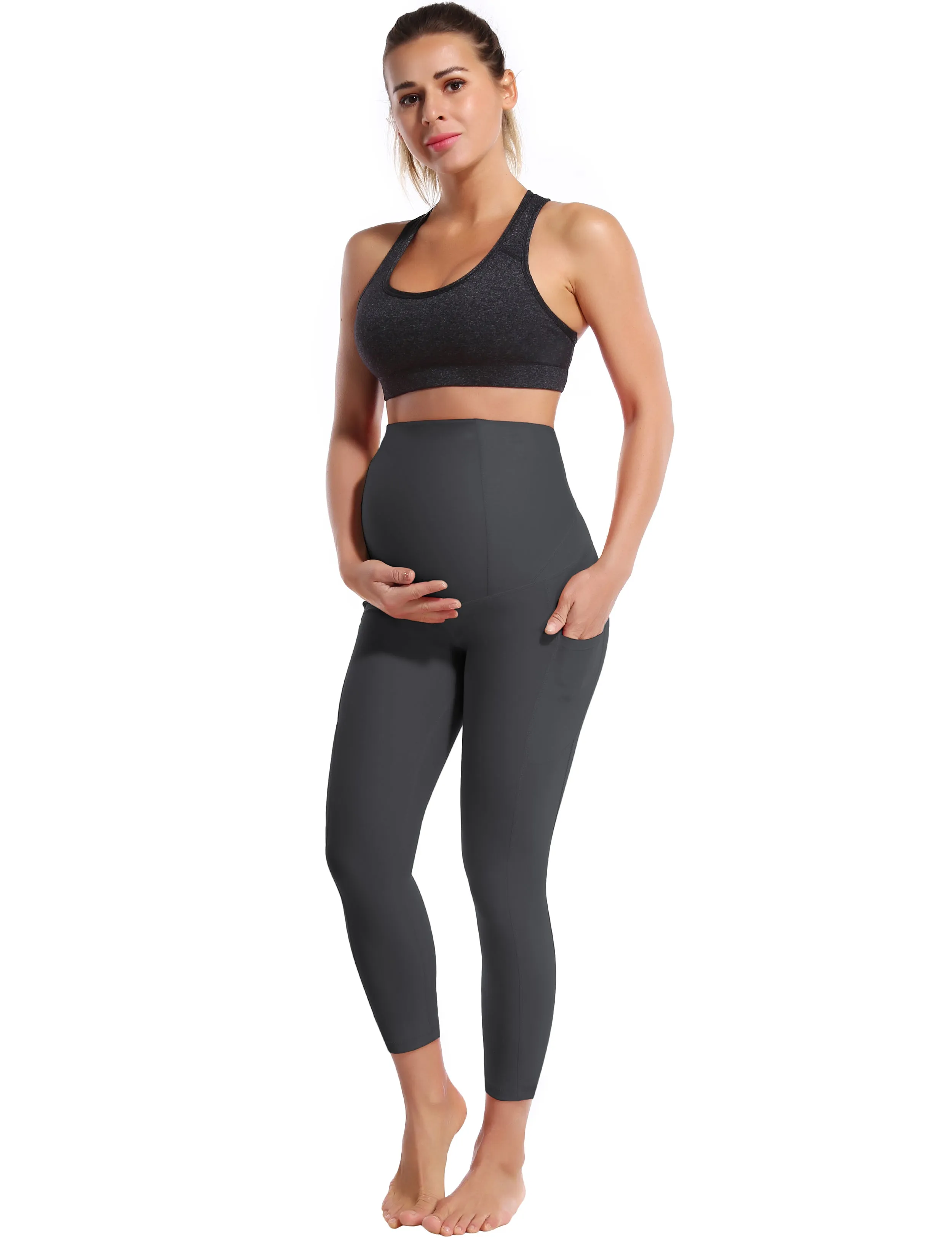 22" Side Pockets Maternity Jogging Pants shadowcharcoal_Jogging