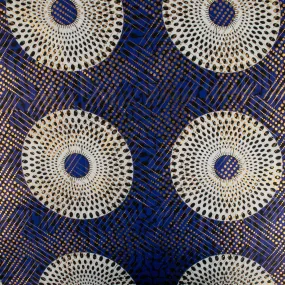 African Metallic Print - Cercles - Blue