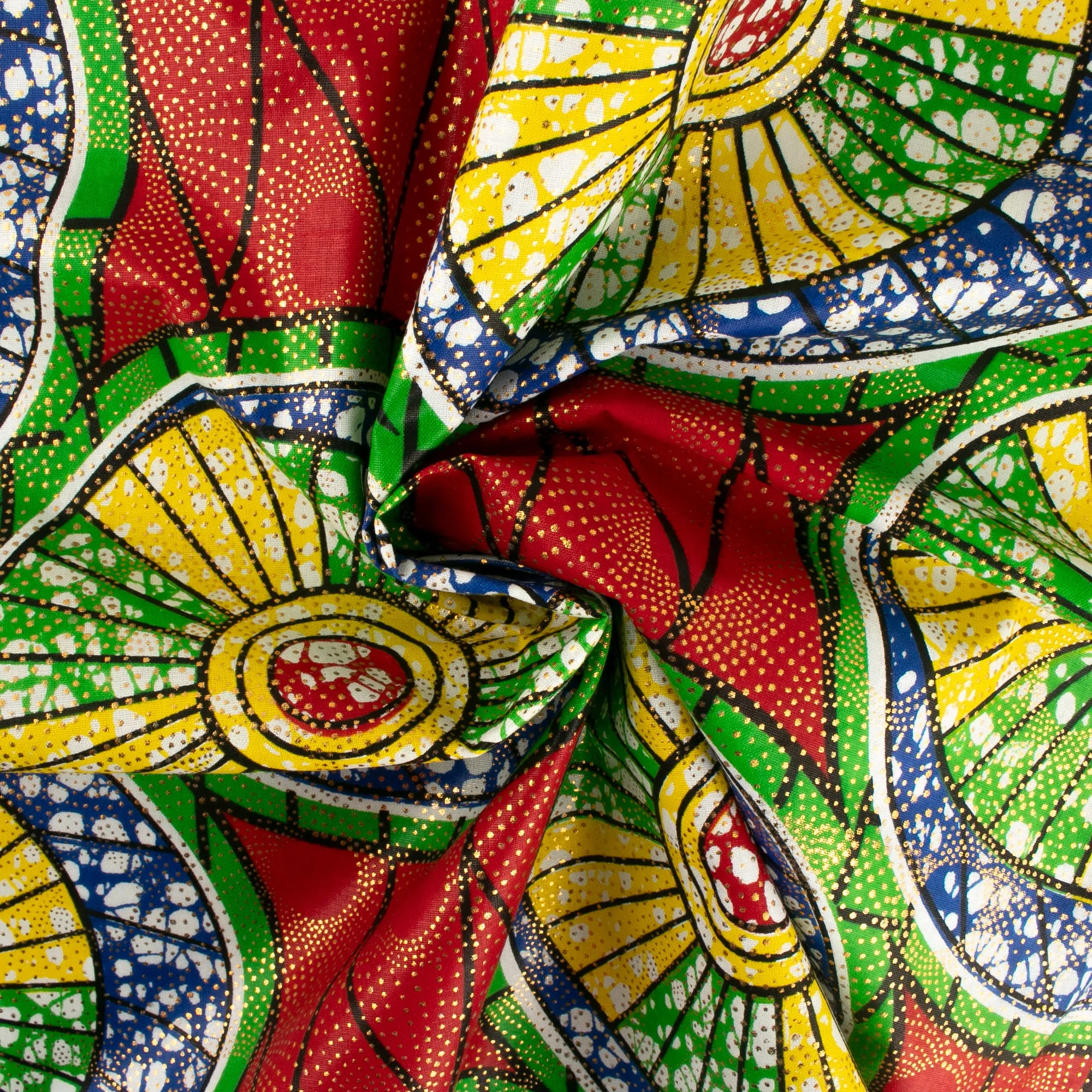 African Metallic Print - Cercles - Green / Red