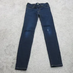 American Eagle Jeans Womens Blue 0 Denim Stretch Skinny Leg Mid Rise Cotton