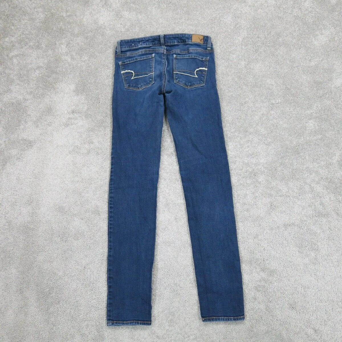 American Eagle Women Super Stretch Skinny Jeans Mid Rise Blue Size 4 Long