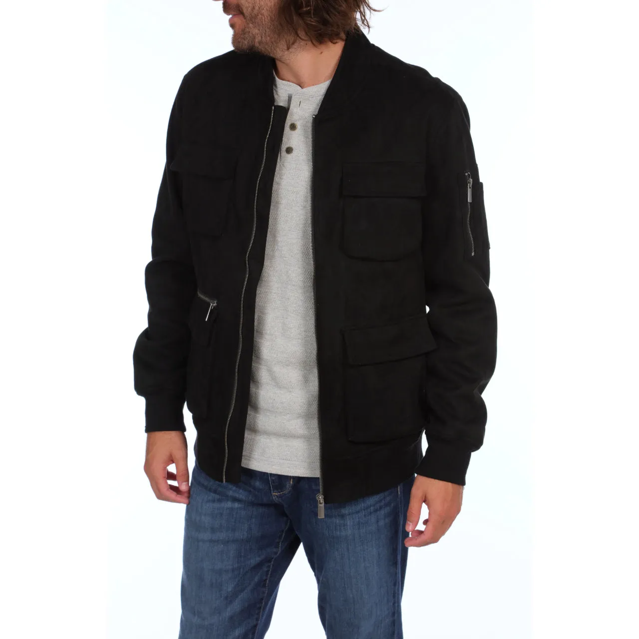 Austin Suede Cargo Bomber Jacket