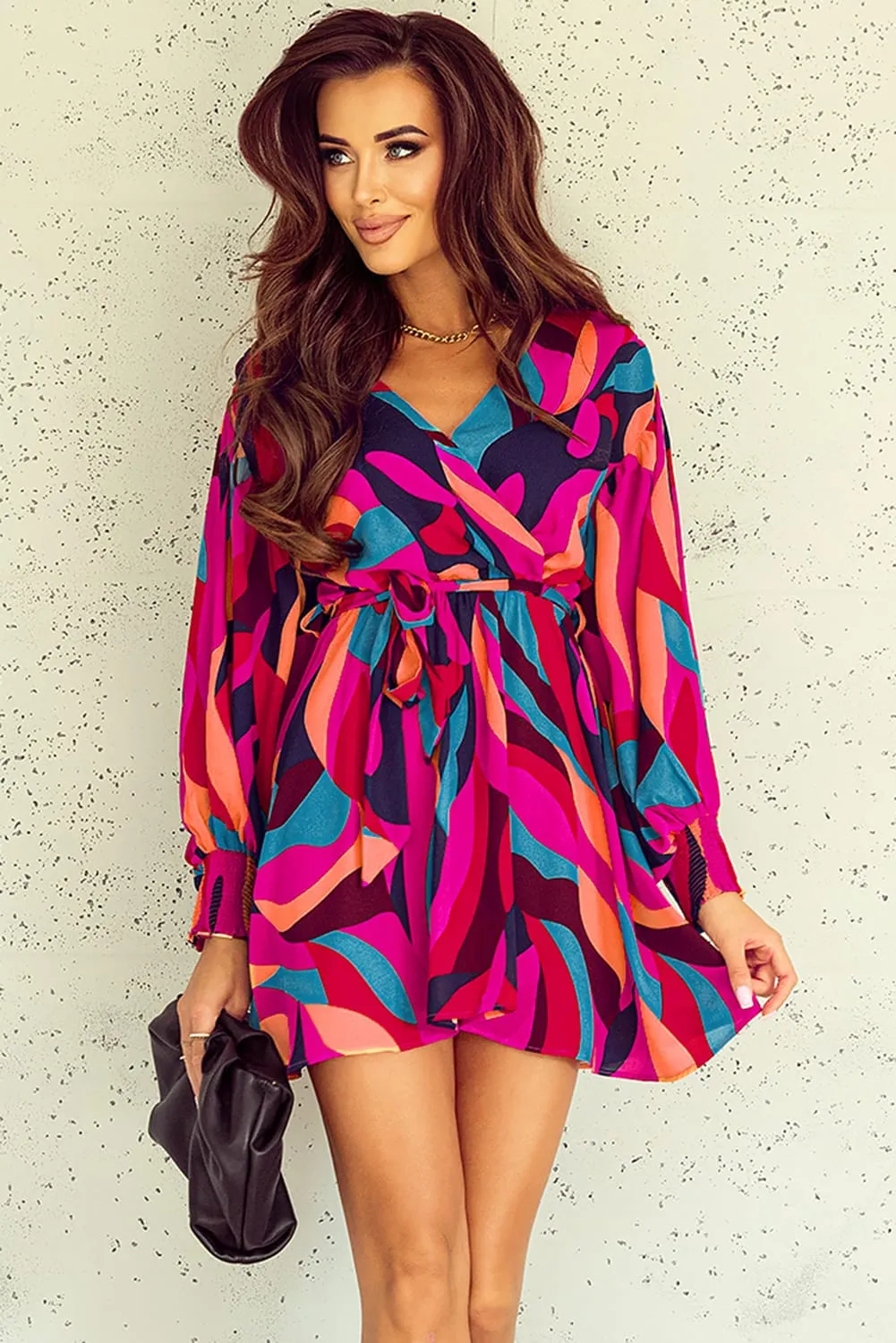 Belted Puff Sleeve Mini Dress