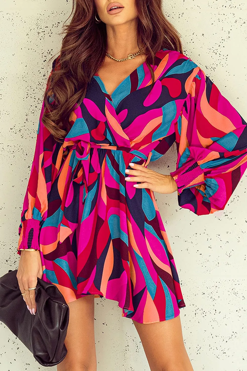 Belted Puff Sleeve Mini Dress