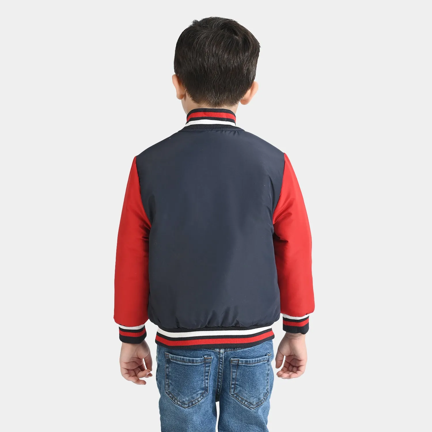 Boys Quilted Jacket Varsity-G-R Navy