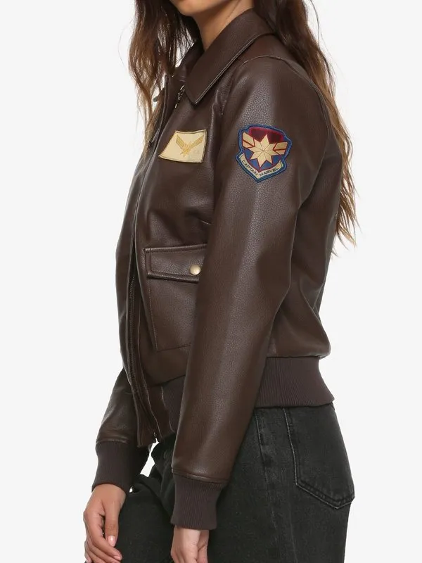 BRIE LARSON CAPTAIN MARVEL FLIGHT BOMBER LEATHER JACKET