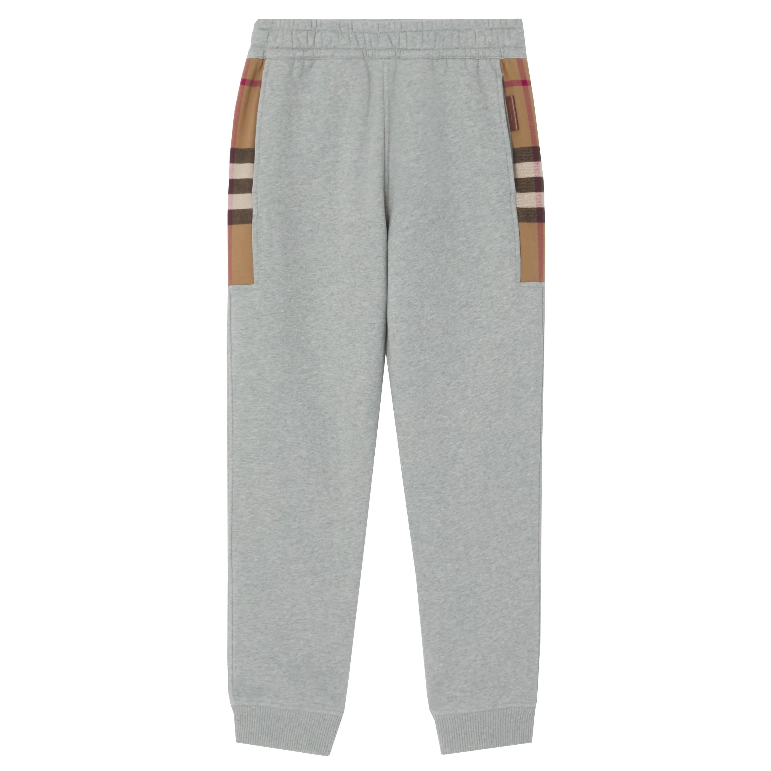 Burberry Check Panel Cotton Blend Sweatpants