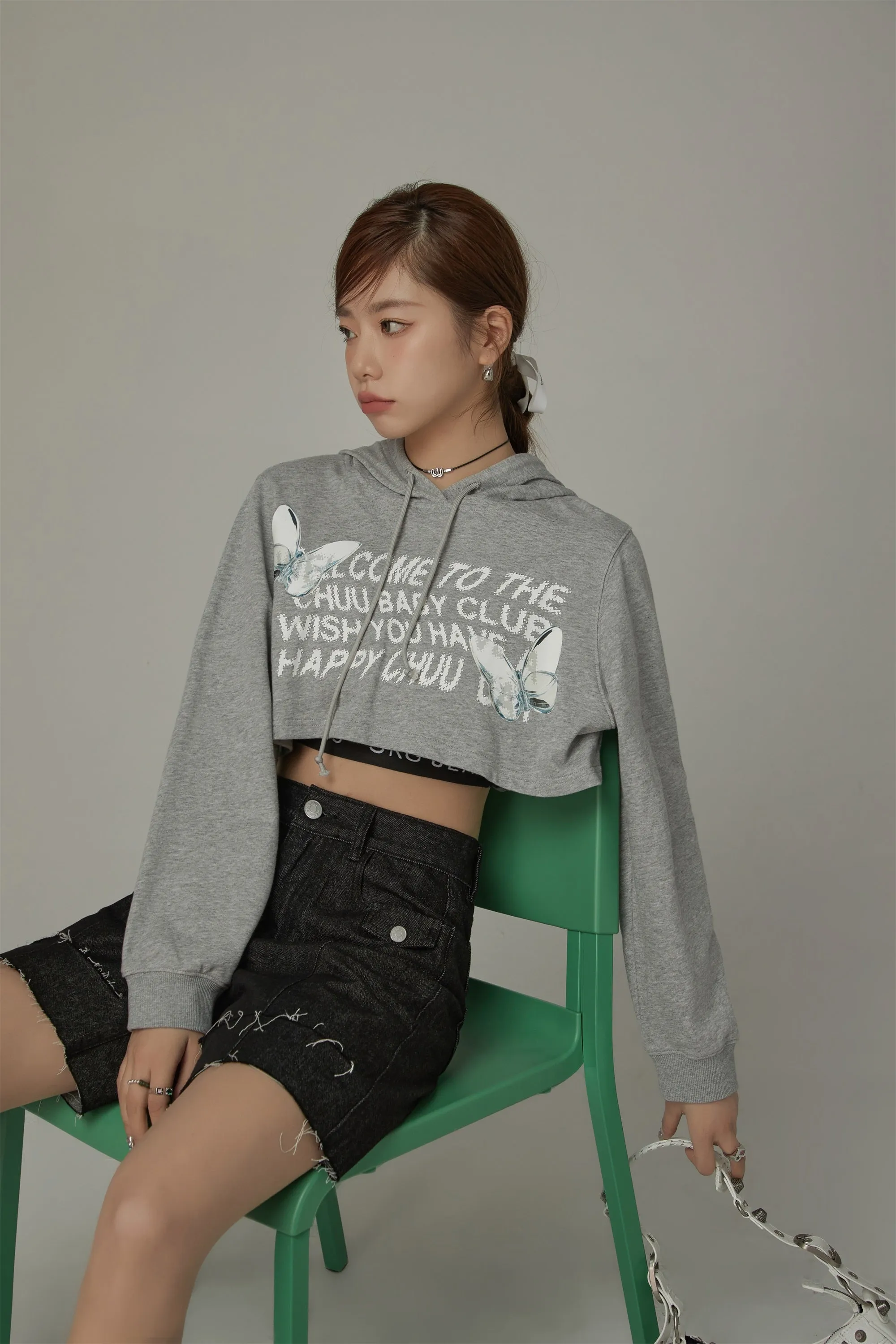 Butterfly Cropped Hoodie