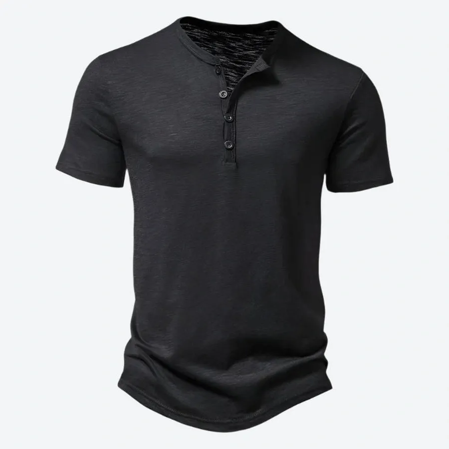 Casual Slim-Fit Button Henley Shirts