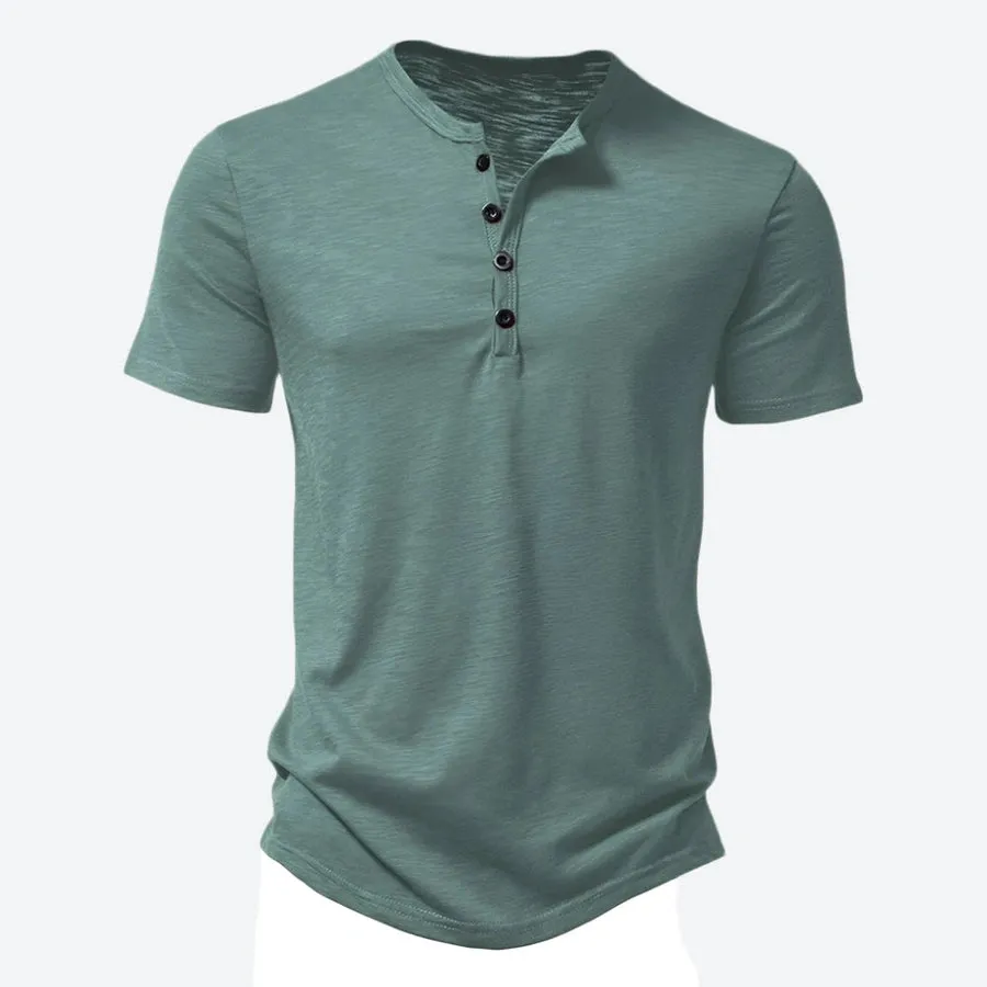 Casual Slim-Fit Button Henley Shirts