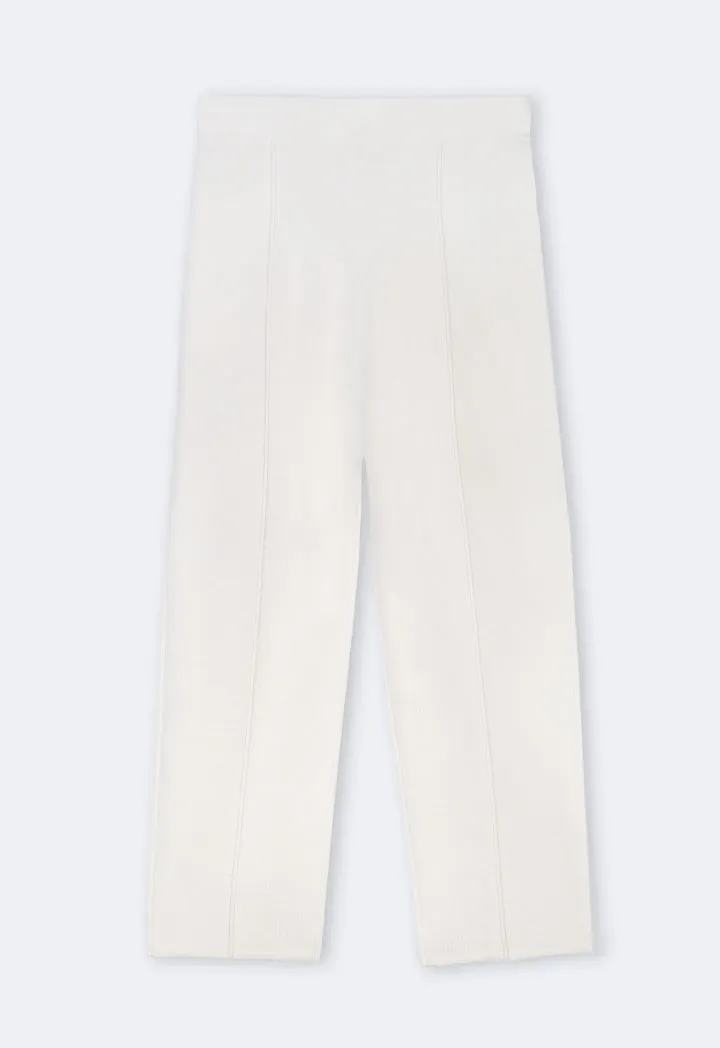 Choice Knitted Straight Fit Solid Pants Cream