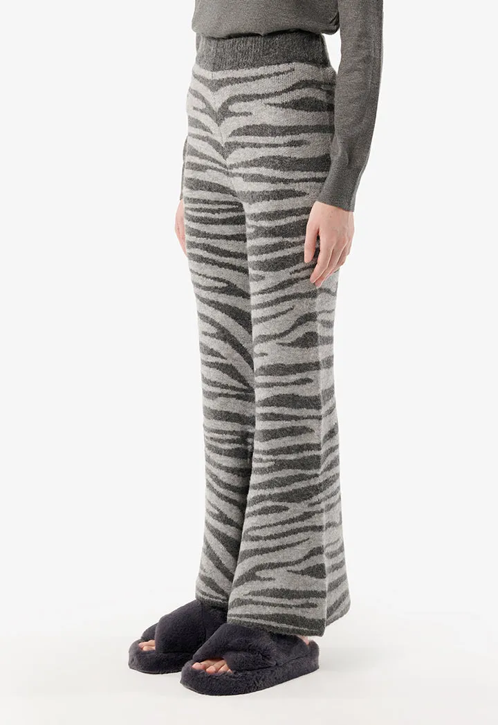 Choice Zebra Print Trousers Grey