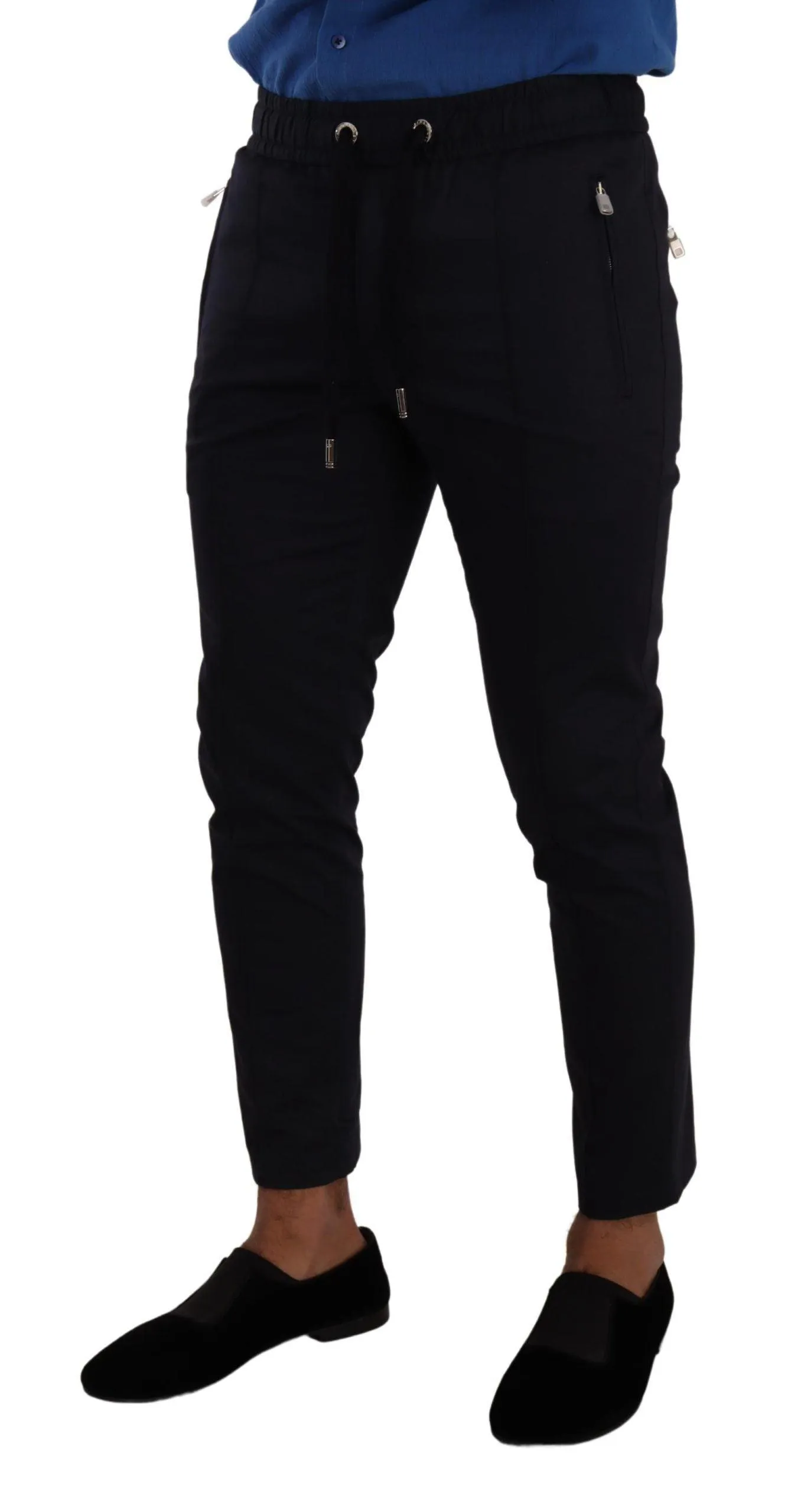 Dolce & Gabbana Blue Cotton Stretch Jogging Trouser Pants