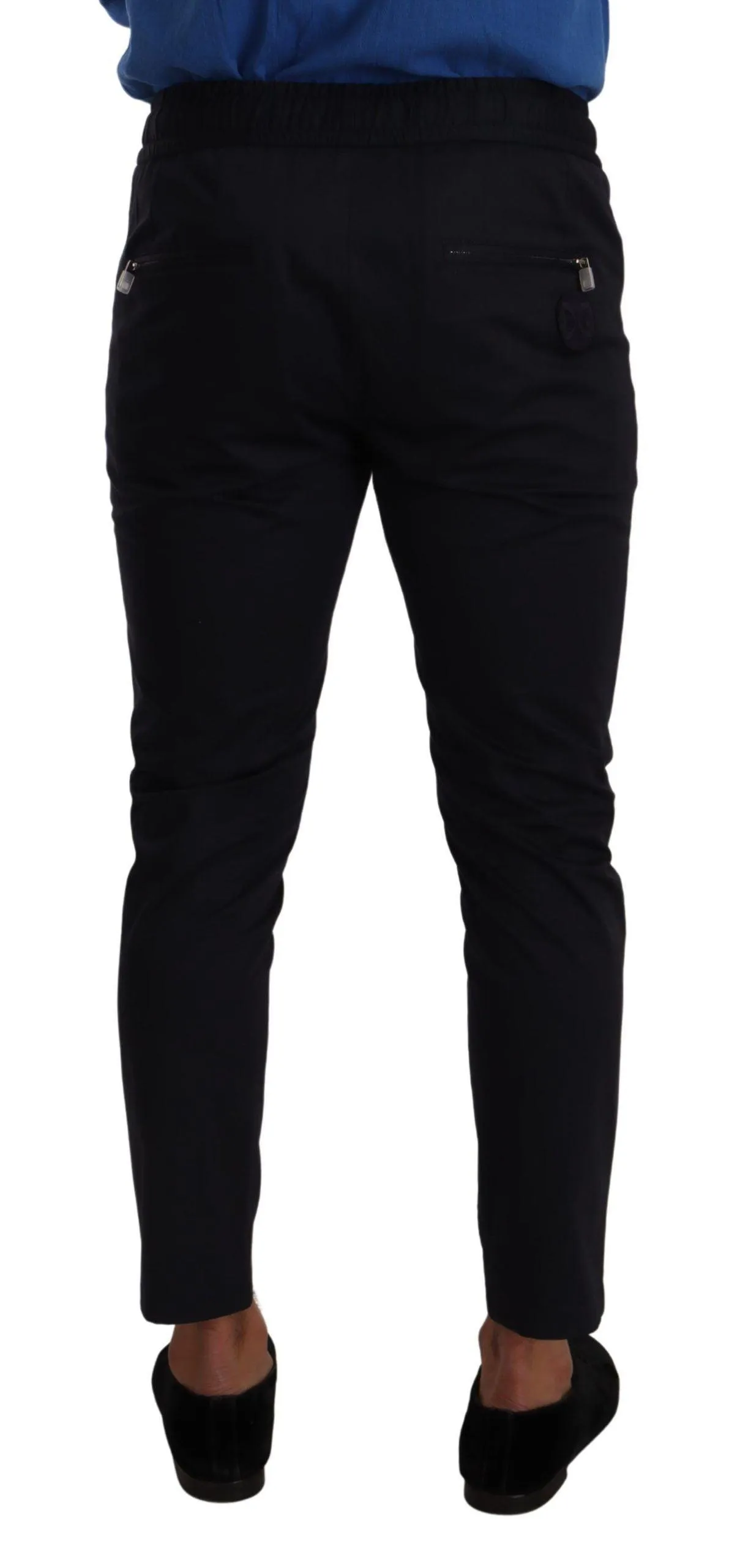 Dolce & Gabbana Blue Cotton Stretch Jogging Trouser Pants