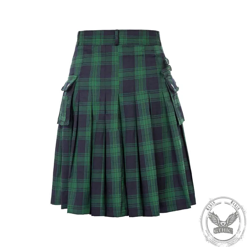 Double Color Plaid Pocket Skirt