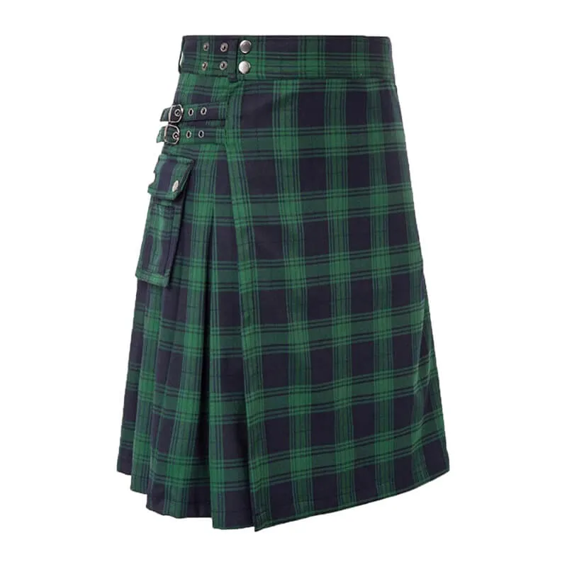 Double Color Plaid Pocket Skirt