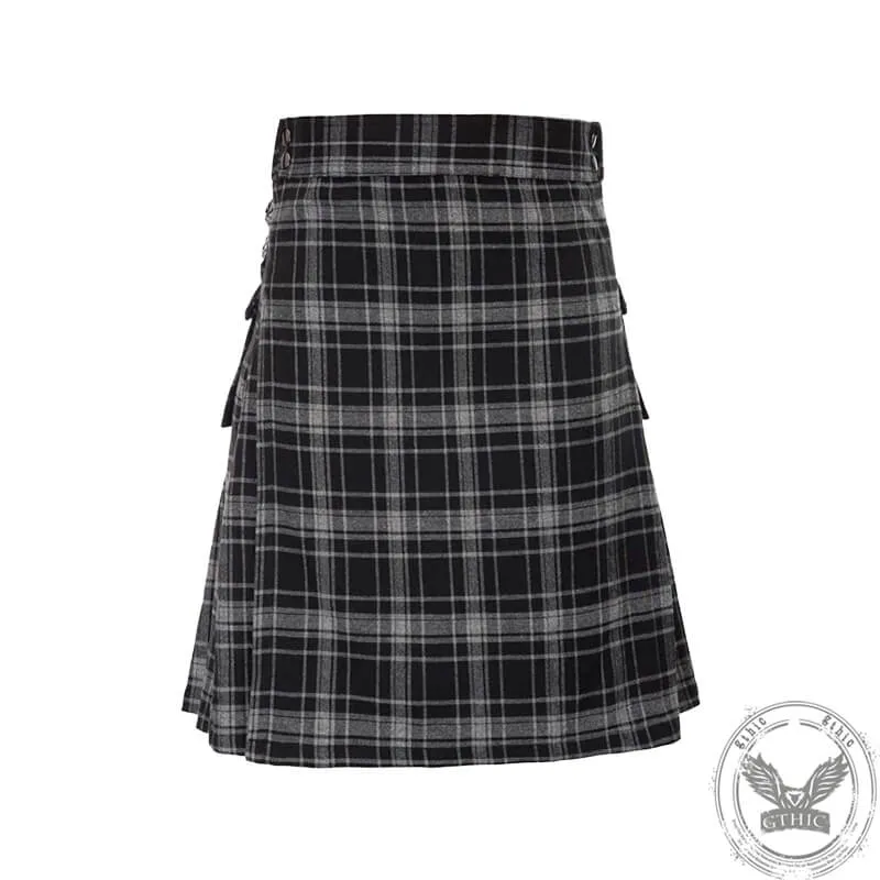 Double Color Plaid Pocket Skirt