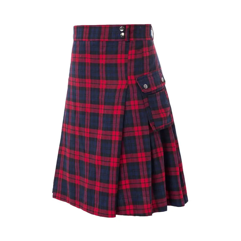 Double Color Plaid Pocket Skirt