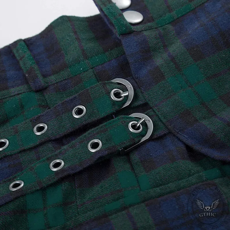 Double Color Plaid Pocket Skirt