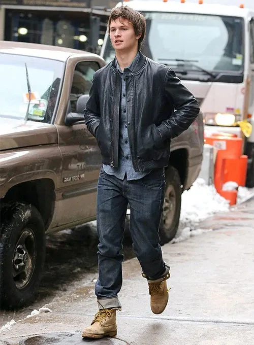 Elegant Ansel Elgort Leather Jacket By TJS