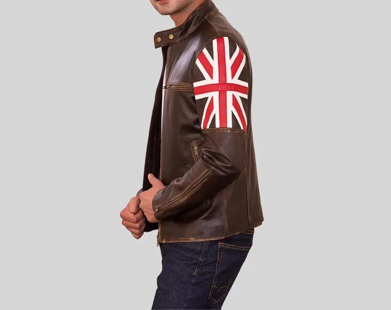 Elegant Brown Biker Vintage British Leather Jacket