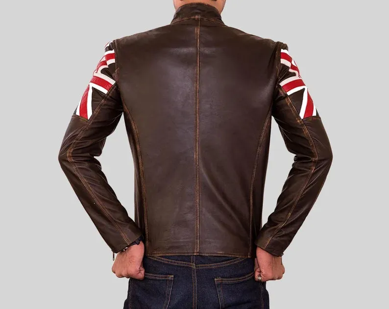 Elegant Brown Biker Vintage British Leather Jacket