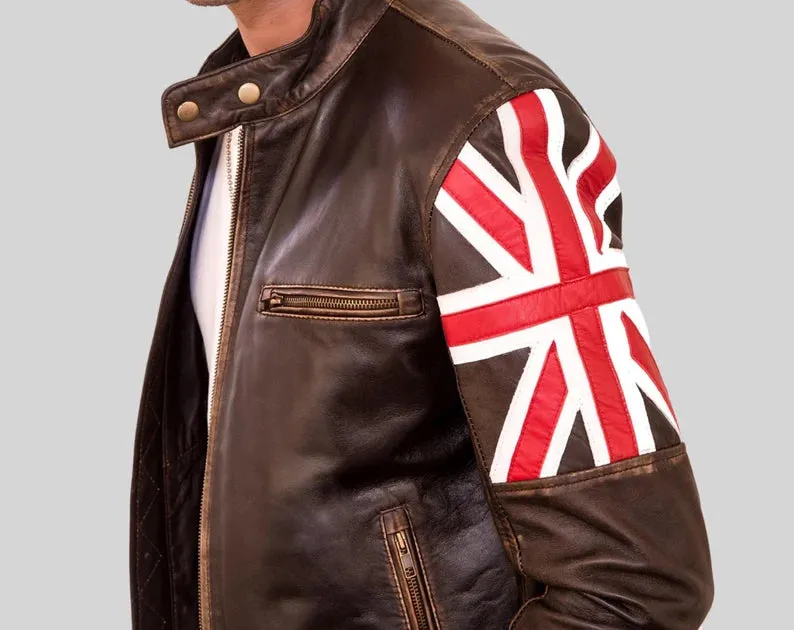 Elegant Brown Biker Vintage British Leather Jacket