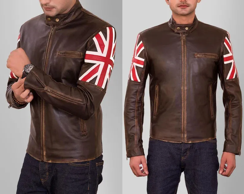 Elegant Brown Biker Vintage British Leather Jacket