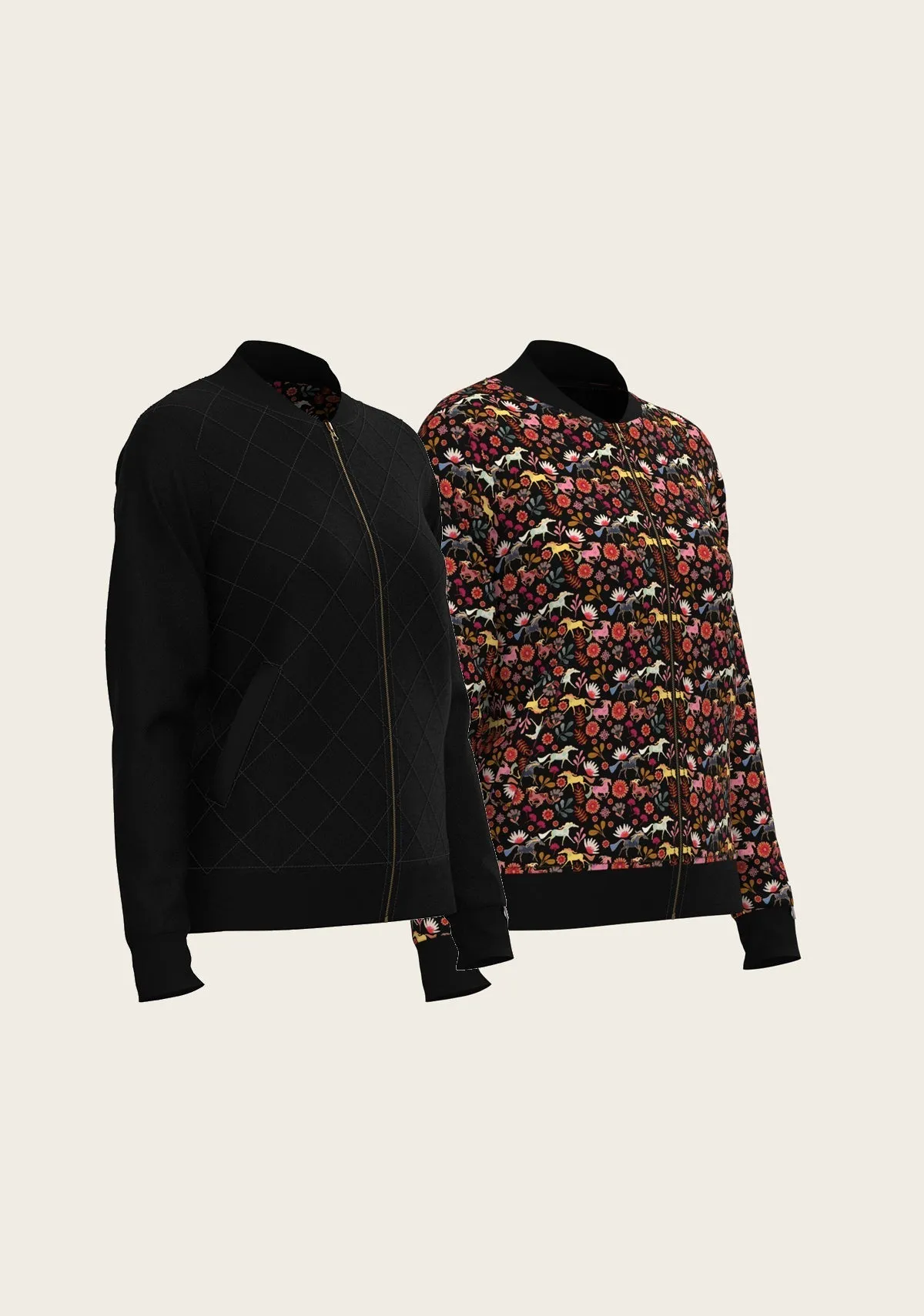  Espoir Equestrian Bouquet on Black Reversible Jacket