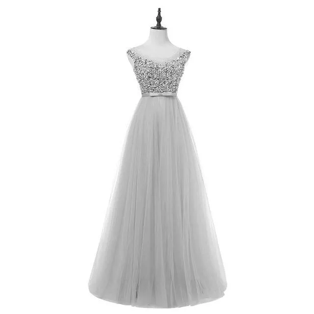 FADISTEE New arrival luxury long style dresses bling beading tulle evening dresses prom party crystal pearls floor length