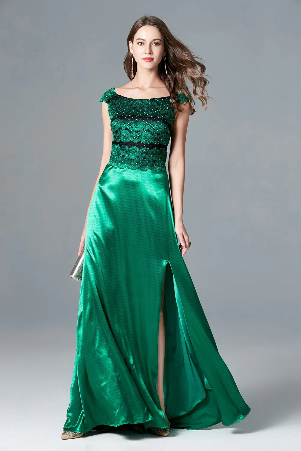 FashionSierra - Sexy Split Pathwork Party Prom Fashion Floor Length Runway Dresses