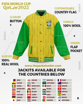 FIFA World Cup 2022 | Brazil Flag Color Jacket For Men and Women | Wool Jacket