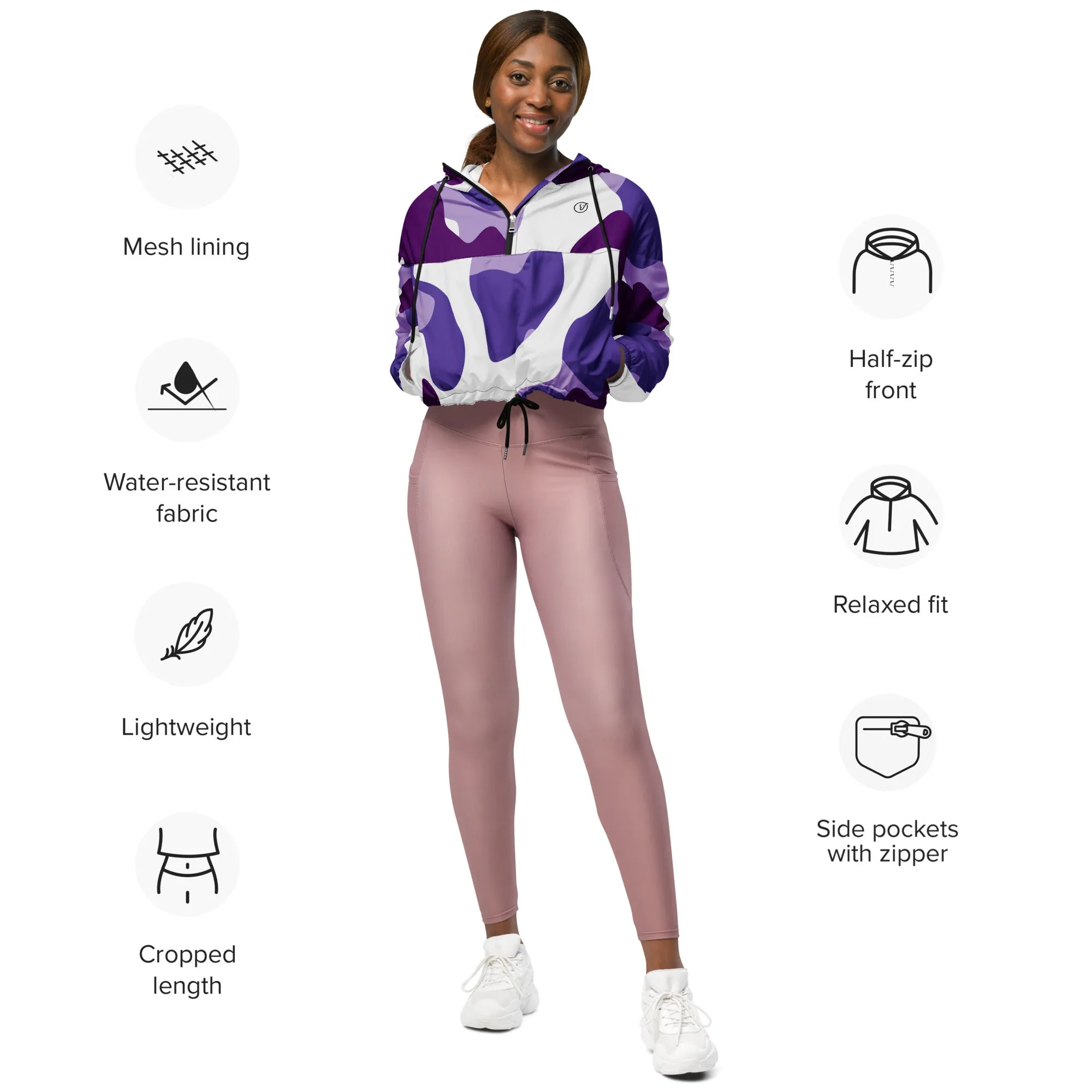 Humble Sportswear™ Women’s Farah Purple Cropped Windbreaker