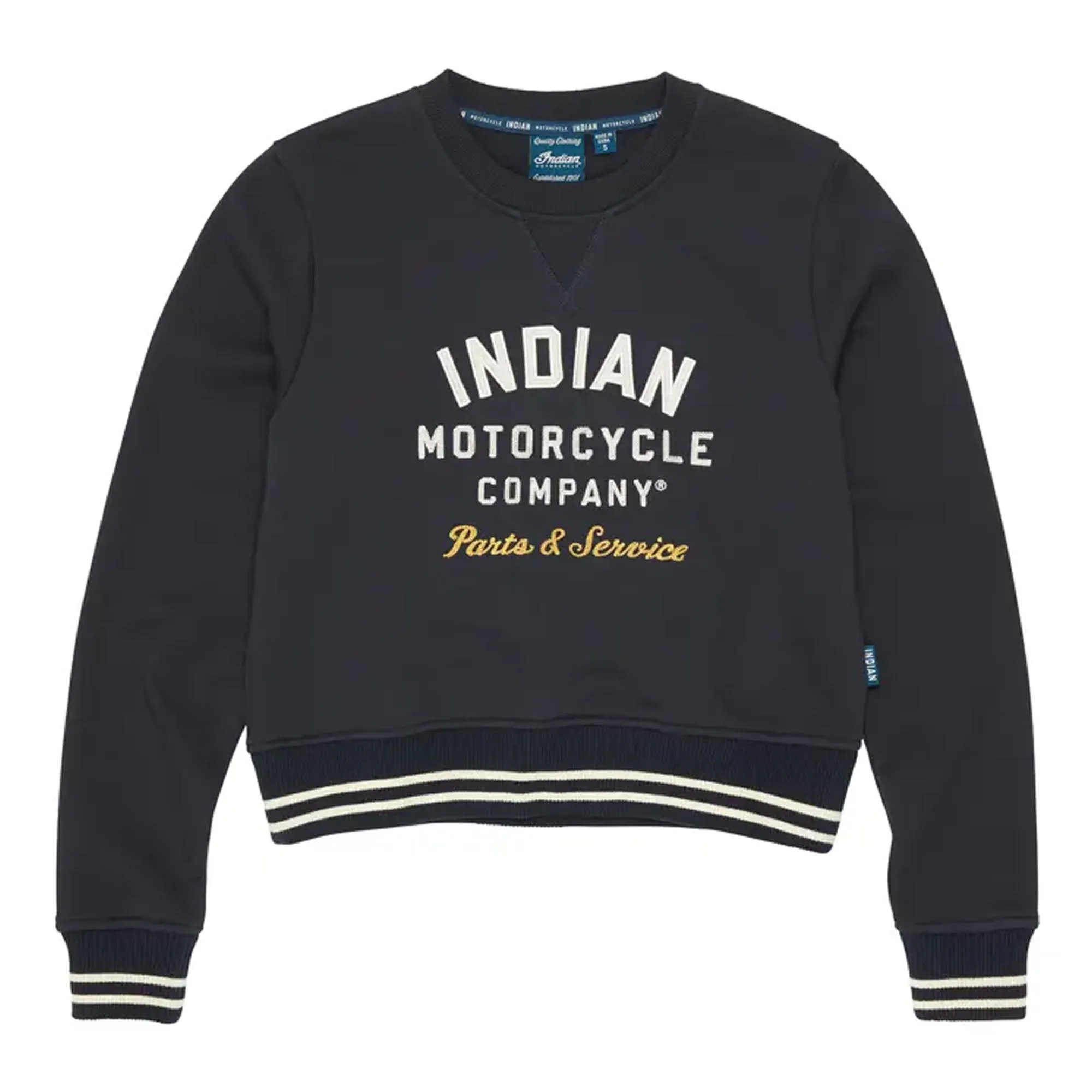 Indian Motorcycle  Women's Cropped Retro Top Cotton Polyester Navy