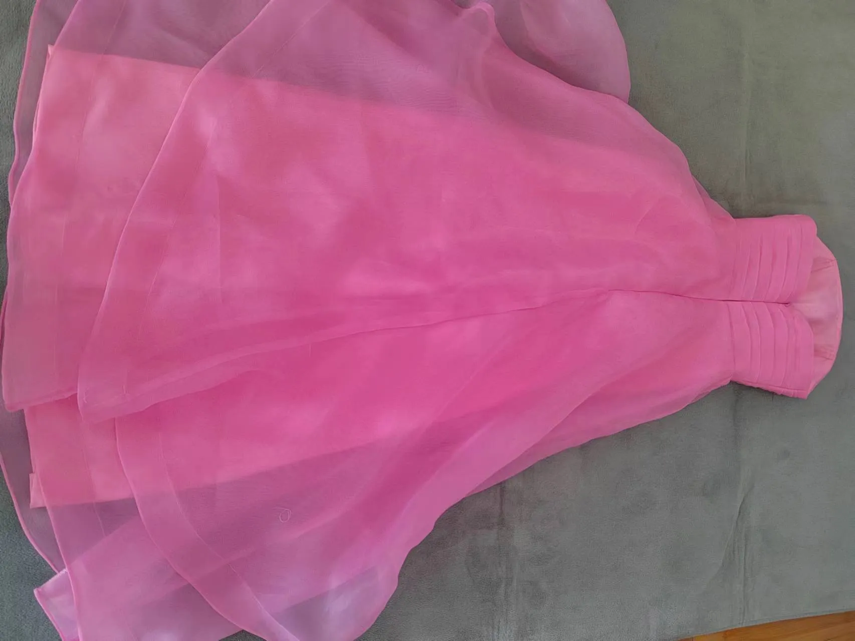 kamahe Pink Prom Dress Tulle Evening Gown Strapless Ruffles A-line Simple Prom Dresses For Teens