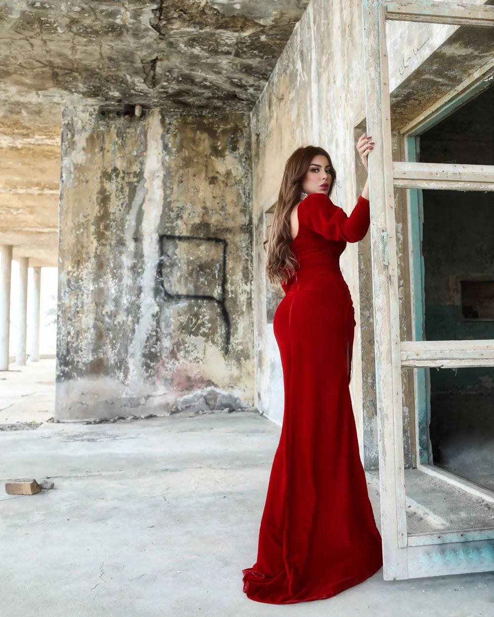 Lady in Red Velvet Dress