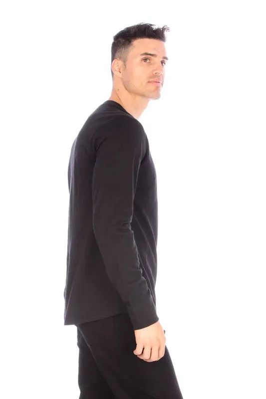 LONG SLEEVE HENLEY BLACK