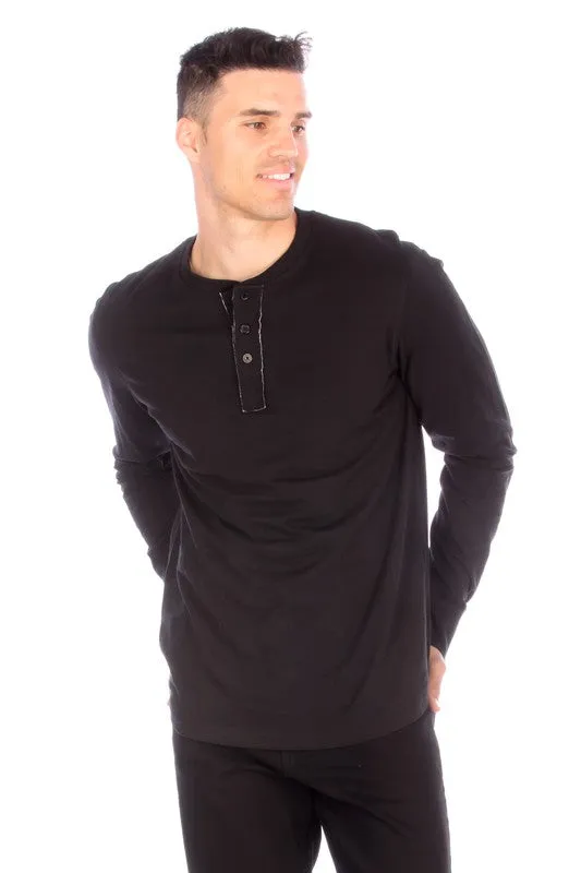 LONG SLEEVE HENLEY BLACK