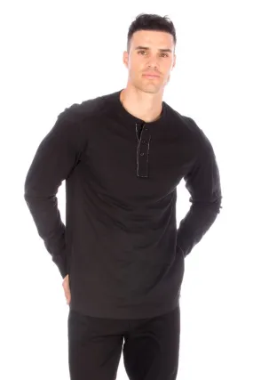 LONG SLEEVE HENLEY BLACK