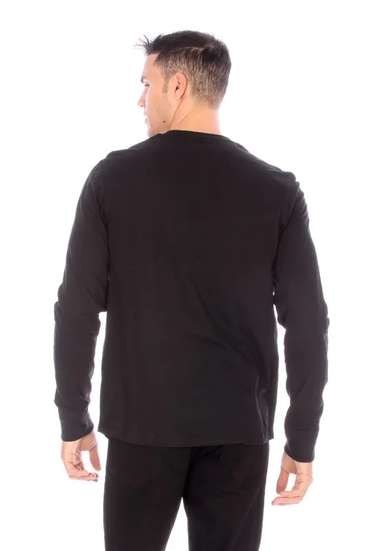 LONG SLEEVE HENLEY BLACK