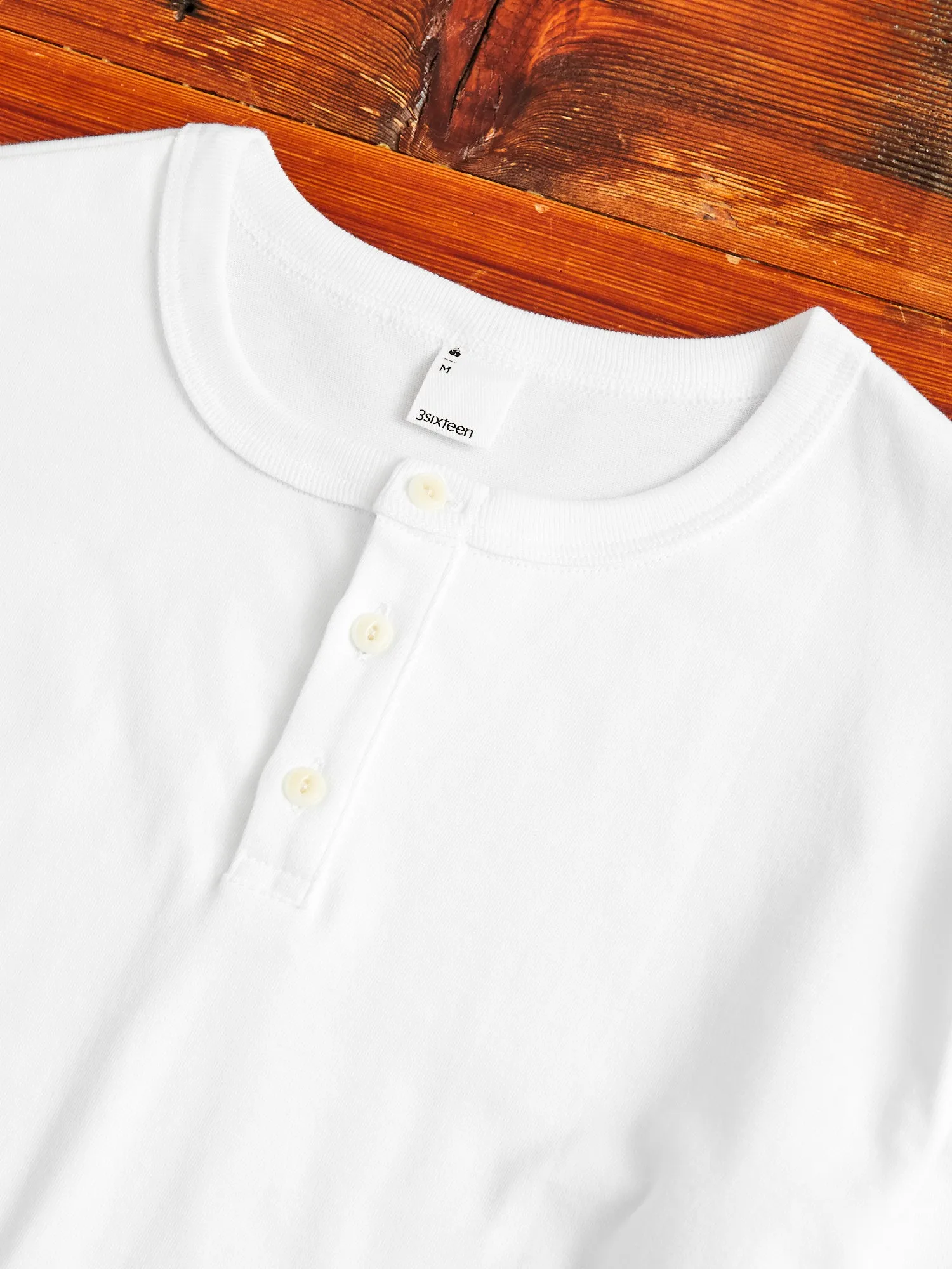 Long Sleeve Henley in White