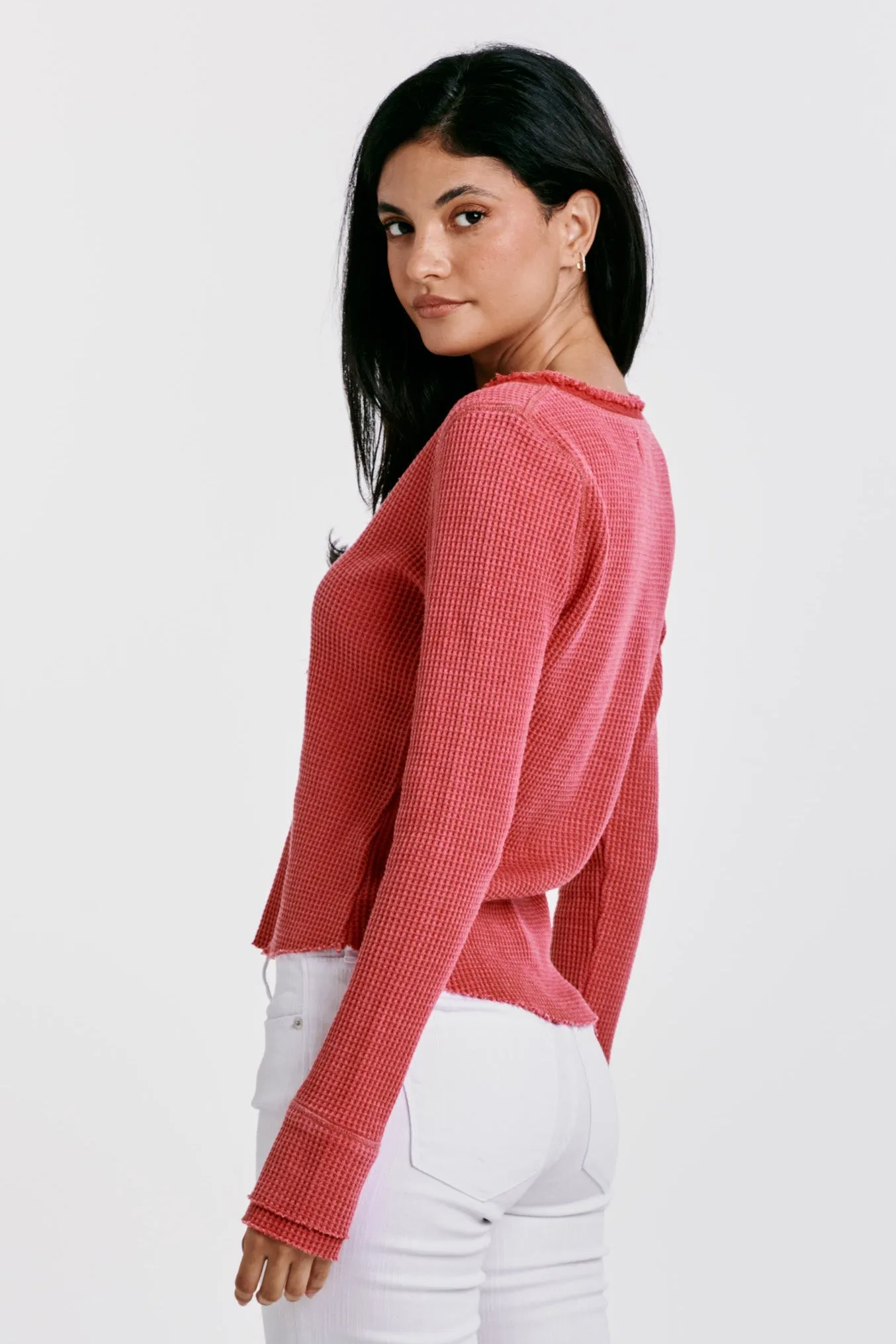 LUNA THERMAL HENLEY TOP VIVA MAGENTA