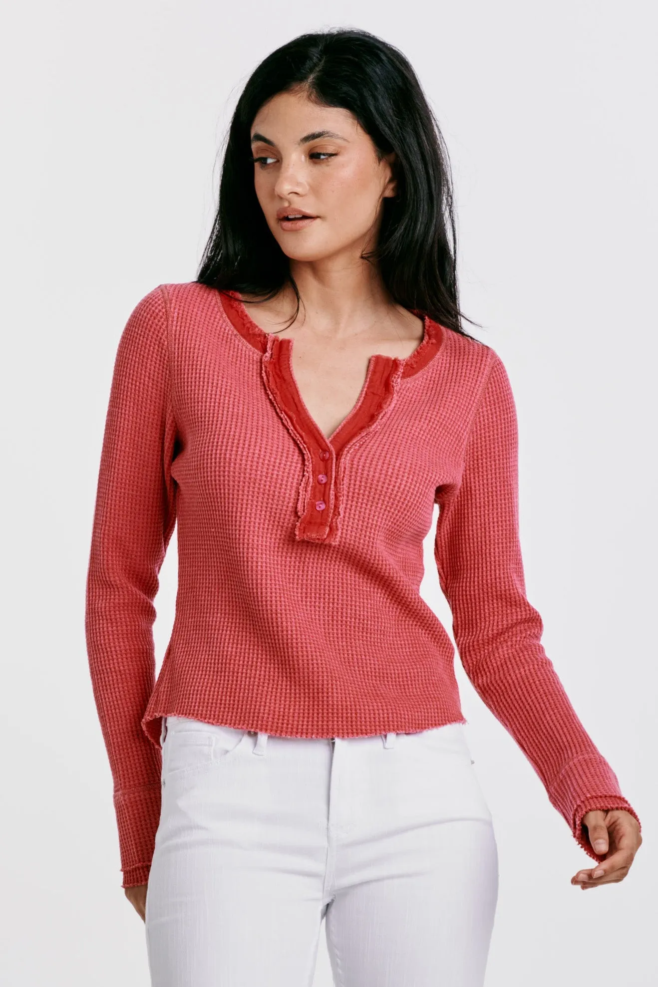 LUNA THERMAL HENLEY TOP VIVA MAGENTA