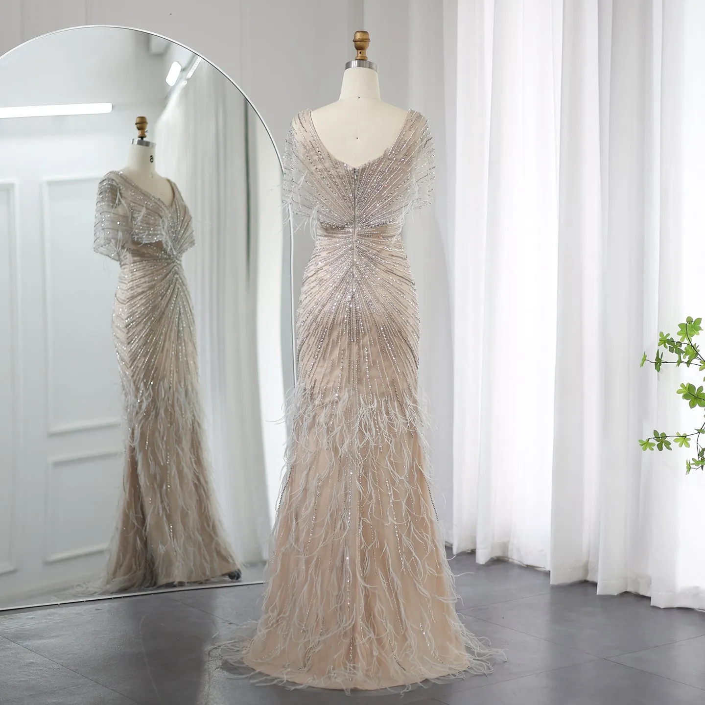 Luxury Feathers Mermaid Evening Dress SS210