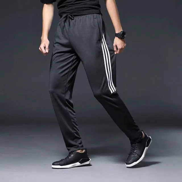 Men Sports Running Pants zipper Pockets Athletic