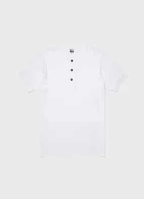 Men's Sunspel x Nigel Cabourn Mesh Henley in White