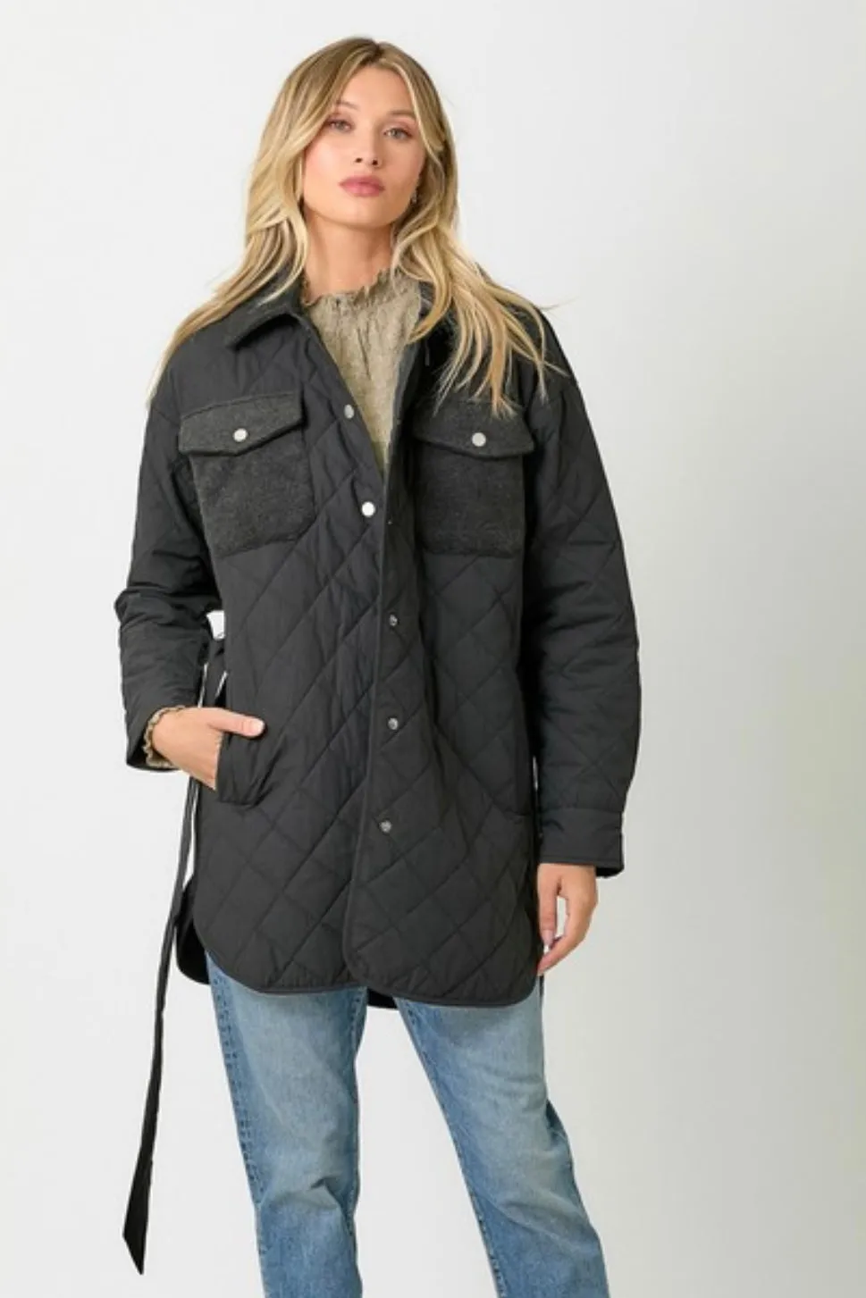 Mixed Media Quilted Jackets - 2 Colors! - FINAL SALE