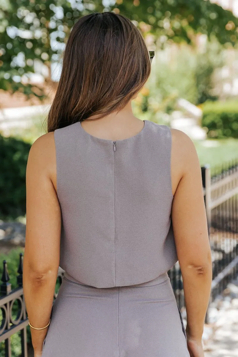 MUSE Dark Grey Textured Crop Top - FINAL SALE