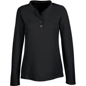 North End Women's Black Excursion Nomad Performance Waffle Henley