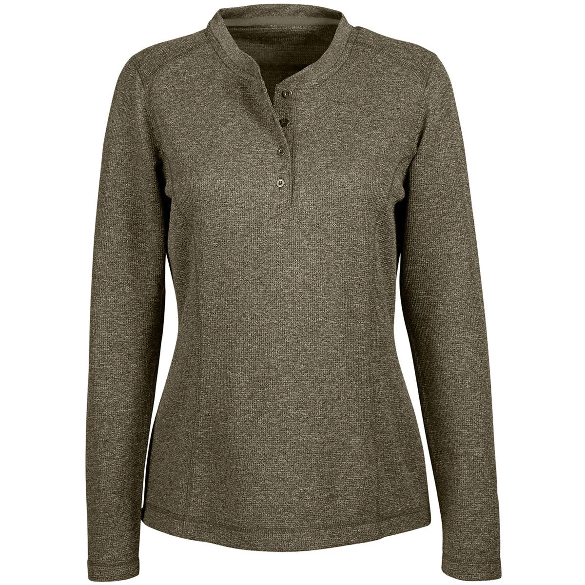 North End Women's Dark Oakmoss Excursion Nomad Performance Waffle Henley